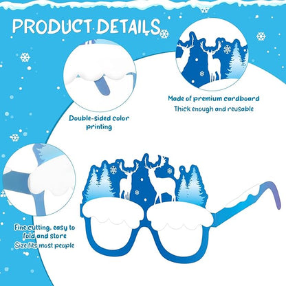 36 Pcs Winter Party Favors Snowflake Paper Eyeglasses Winter Wonderland Party Decorations Photo Booth Props for Christmas Holiday Baby Shower Birthday Supplies