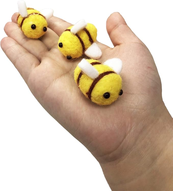Prudance 12 Piece Wool Felt Bees Cute Bee DIY Craft Ball Supplies for Baby Shower Children Party Nursery Tent Home Decoration