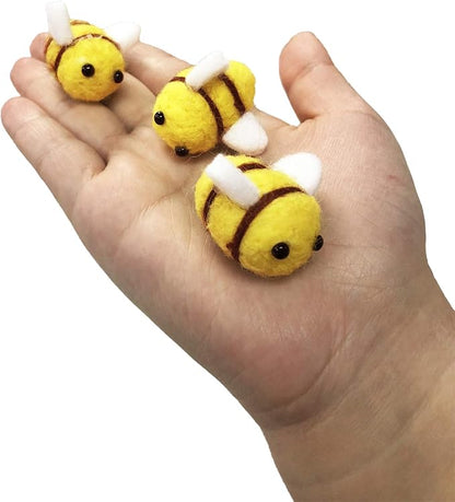 Prudance 12 Piece Wool Felt Bees Cute Bee DIY Craft Ball Supplies for Baby Shower Children Party Nursery Tent Home Decoration