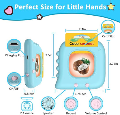 Spanish Flash Cards for Kids Toddlers 1-3, Bilingual Buddy Talking Flash Cards, Autism Sensory Learning Toys, Montessori Educational Speech Therapy Toys, Autism Learning Materials, Ideal Gift for Boys