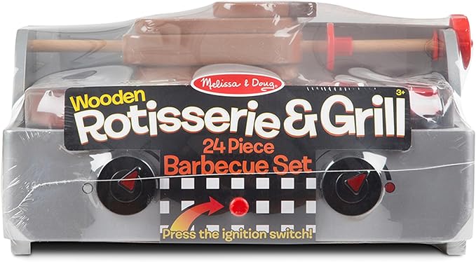 Melissa & Doug Rotisserie and Grill Wooden Barbecue Play Food Set (24 pcs)