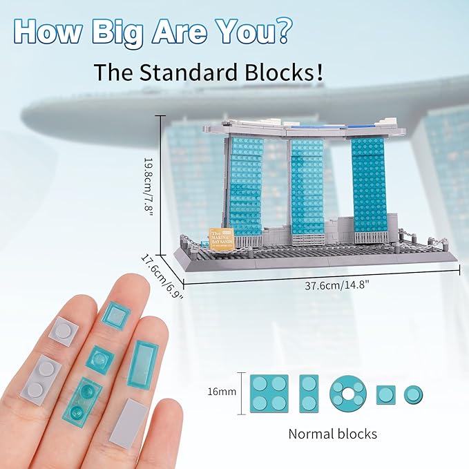 Oichy Building Blocks Set, Marina Bay Sands Architecture Model Kits Collection Toy Building Sets for Adults and Kids(881 PCS)