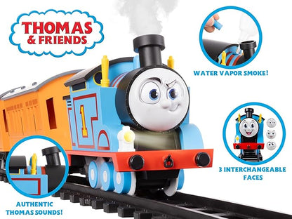 Lionel Mattel Thomas & Friends Battery O Gauge Toy Train Set with Remote, Locomotive, Train Cars, & Track with Authentic Train Sounds, Lights, & Water Vapor Smoke Effects for Kids 4+