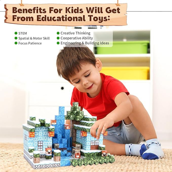 100 PCS Magnetic Blocks, STEM Montessori Sensory Toys for Toddlers Kids, Construction Building Toy Christmas Birthday Gifts for Boys Girls Aged 3-5 6-8 8-12