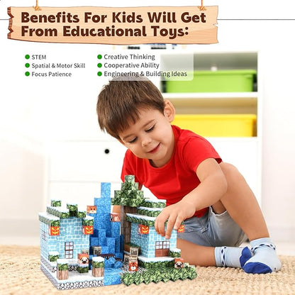 100 PCS Magnetic Blocks, STEM Montessori Sensory Toys for Toddlers Kids, Construction Building Toy Christmas Birthday Gifts for Boys Girls Aged 3-5 6-8 8-12