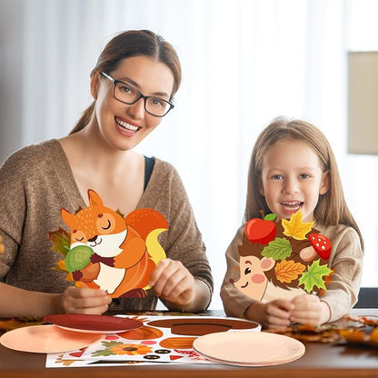 Layhit 24 Pieces Fall Crafts for Kids Fall Plate Craft KitsAutumn Pumpkin Turkey Educational Crafts Thanksgiving DIY Craft Projects for Kids Ages 6-8 8-12 Fall Party Supplies Decorations, 8 Styles