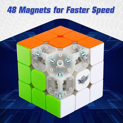 D-FantiX Magnetic Speed Cube 3x3x3, Professional Stickerless Smooth Magic Cube with Strong Magnets, Adult Brain Teaser Fidget Toys, Birthday Gifts for Kids 5-8-12, Teen Girl Boy Easter Basket Stuffers