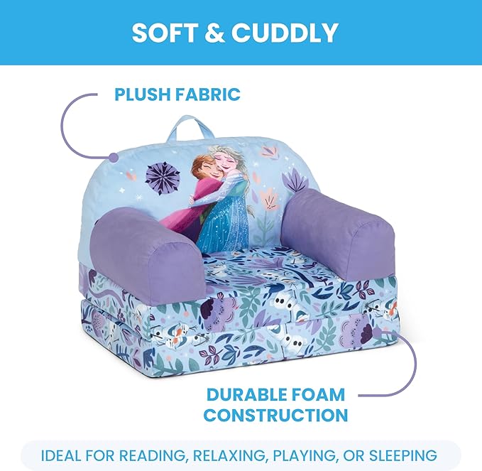Delta Children - Disney Frozen Cozee Buddy Flip-Out Kids Chair, Purple