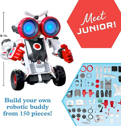 Thames & Kosmos Robotics Smart Machines Junior STEM Kit, Build & Code Your Robot’s Movements, Speed, Lights & Sounds, for Ages 8+, Use Screen-Free w/Built-in Buttons or via Block-Based Coding App