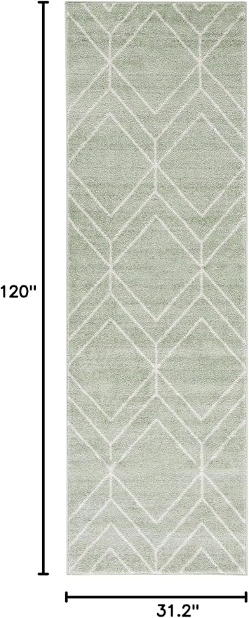 SAFAVIEH Adirondack Collection Runner Rug - 2'6" x 10', Sage & Ivory, Modern Geometric Design, Non-Shedding & Easy Care, Ideal for High Traffic Areas in Living Room, Bedroom (ADR241Y)