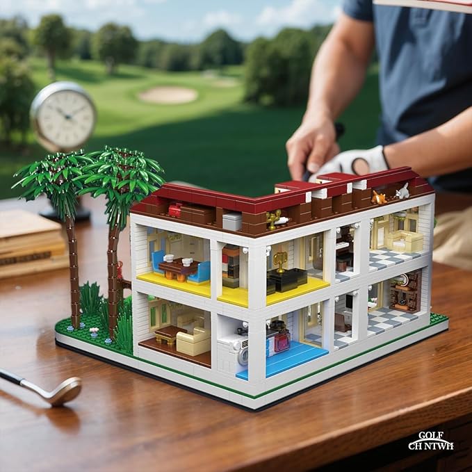 Golf Country Club Toy Building Set for Adults Compatible with Lego Golf - Architecture Building House Collection Kit 1860 Pcs for Adults & Teen & Golf Lovers, Easter Gift
