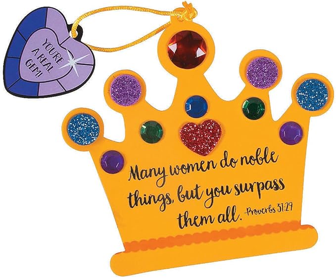 Fun Express Religious Mother's Day Ornament Craft Kit - Makes 12 - DIY Craft Gifts for Kids and Sunday School Activities