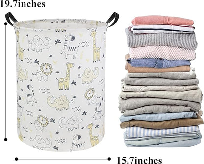 HIYAGON Baby Laundry Hamper Basket Baby Hamper for Nursery Boy and Girl Cute Kids Toys Storage Bin Organizer Animal Room Decor(Animals)