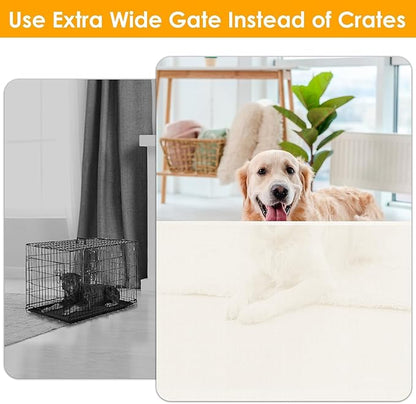 180 Inch Extra Long Baby Gate Extra Wide Dog Gates for Large Openings Extra Large Baby Gate Dog Gate for Doorways Extra Wide Retractable Baby Gates Extra Wide Indoor Outdoor Retractable Gate (Beige)