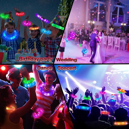 Glow Sticks Party Pack 12 PCS-Valentines Glow in Dark Party Favor Supplies for Kids,Light Up Glow Necklaces Bracelets Accessories for Toddlers,Neon Party Decorations for Mardi Gras Birthday Camping