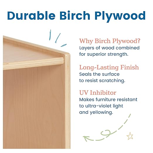 ECR4Kids Play Kitchen Storage Cupboard, Wooden Playset, Natural