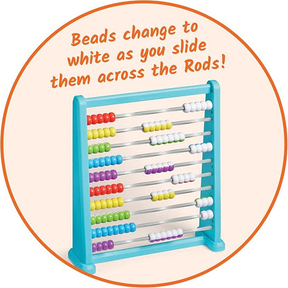 hand2mind Color Changing Plastic 100 Bead Abacus, Abacus for Kids Math, Math Manipulatives Kindergarten, Counting Rack for Kids, Counters for Kids Math, Educational Toys for Elementary Kids (Set of 1)