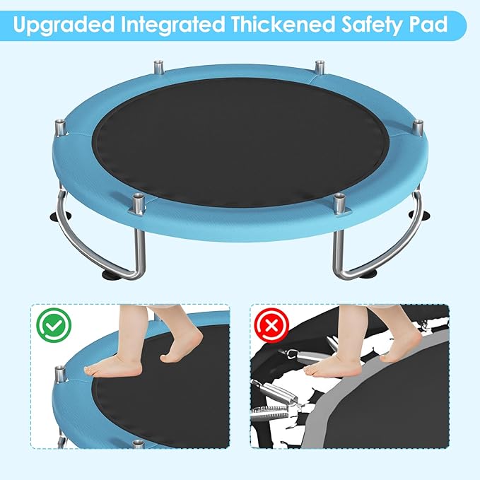 Trampoline for Kids, Upgrade Full Anti-Rust 440lbsToddler Trampoline with Net,Upgraded Ring Legs with Adjustable Gymnastics Bar&Toys, Gifts for Ages 1-8 Boys&Girls