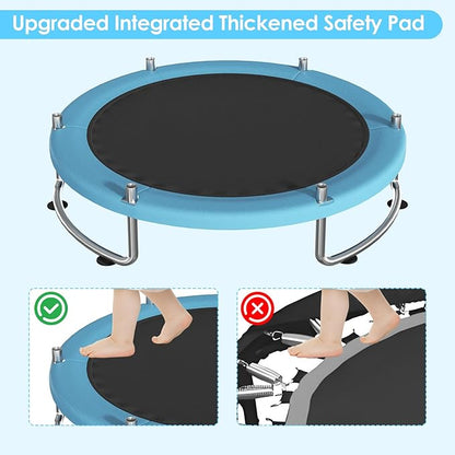 Trampoline for Kids, Upgrade Full Anti-Rust 440lbsToddler Trampoline with Net,Upgraded Ring Legs with Adjustable Gymnastics Bar&Toys, Gifts for Ages 1-8 Boys&Girls