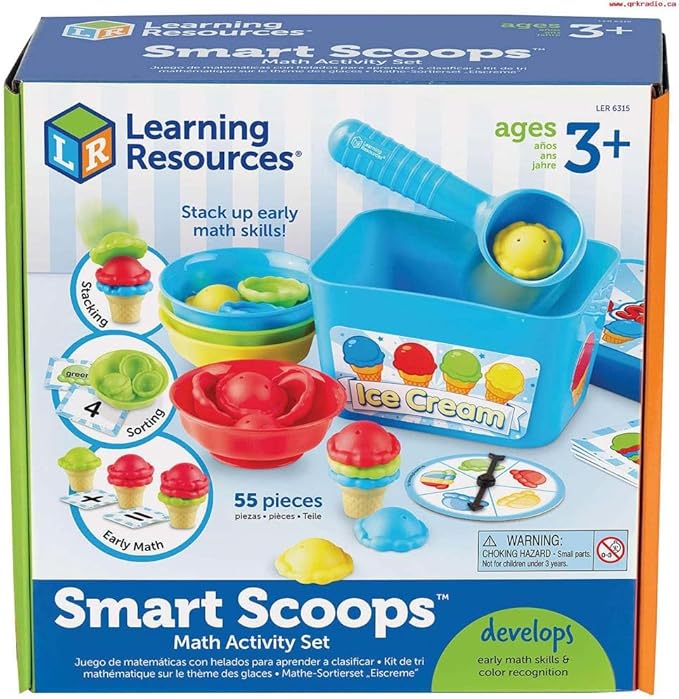 Learning Resources Smart Scoops Math Activity Set, Stacking and Sorting Toys, Develops Early Math Skills, 55 Pieces, Ages 3+