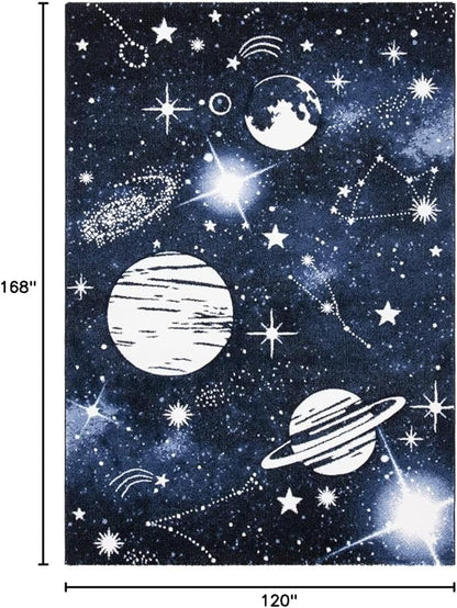 SAFAVIEH Carousel Kids Collection Area Rug - 10' x 14', Dark Blue & Light Blue, Non-Shedding & Easy Care, Ideal for High Traffic Areas for Boys & Girls in Playroom, Nursery, Bedroom (CRK122M)