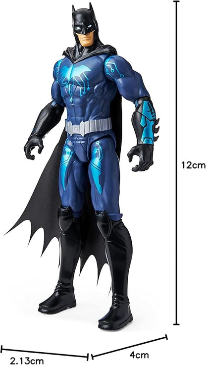 DC Comics Batman 12-inch Bat-Tech Batman Action Figure (Black/Blue Suit), Kids Toys for Boys Aged 3 and up