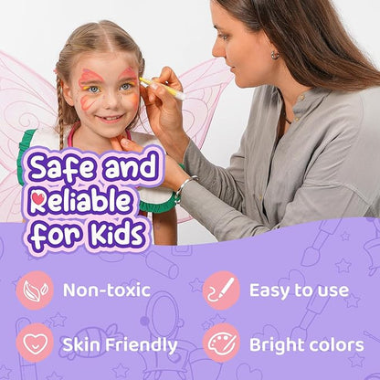 Face Painting Kit for Kids Makeup Set Toys, Washable Marker Girls Make Up Face Body Tattoo Pens, Toddler Toy Makeup Cosmetic for Ages 4-12 Year, Winter Gift for Pretend Play Dress Up Party