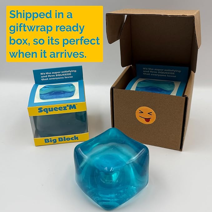 Premium Big Block Squeez'M Cube – 35% Larger Than The Standard Squishy Cube, Toy for Kids & Adults - Sensory Fidget for Stress Relief, Focus & Play – Colorful, Durable, Gift-Ready – ASTM Certified 3+