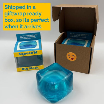Premium Big Block Squeez'M Cube – 35% Larger Than The Standard Squishy Cube, Toy for Kids & Adults - Sensory Fidget for Stress Relief, Focus & Play – Colorful, Durable, Gift-Ready – ASTM Certified 3+