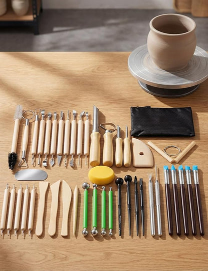 44Pcs Clay Sculpting Tools Kit, Ceramic Clay Ball Stylus Dot Painting Tools, Air Dry Clay Tools Set for Carving, Dotting, Embossing, Shaping, Molding, Pottery Crafts, Nail Art, Rhinestone, Rock