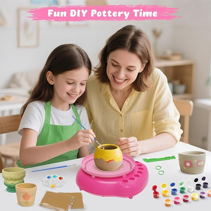 TingingYuli Pottery Wheel for Kids with Clay Kit - Arts and Crafts for Kids Ages 6-8 8-12, Complete Pottery Kit with Air Dry Clay and Painting Tools, Easter Christmas Birthday Gift for Boys Girls