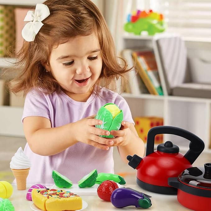 STEAM Life Play Kitchen Accessories Toy Play Food 3 4 Year Old Girls Gifts - Toddler Kitchen Set for Kids Pots and Pans Kids Kitchen Playset Fake Play Kitchen Toys for Toddlers Gifts for Girls Boys