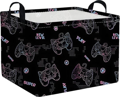 Rectangular Game Basket,Kids game storage basket,Storage Baskets with Handles,nursery game room baskets,Toy Storage Bin Organizer,Gift Bins(Cute game)