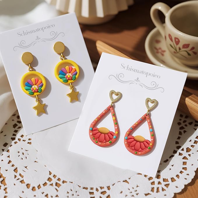8 Pack Mother's Day Polymer Clay Cutters - Tassel Earrings/Retro Earrings/Phoenix Earrings/Flamingo Earrings, Ideal Polymer Clay Molds & Polymer Clays Earring Cutters for Jewelry Making