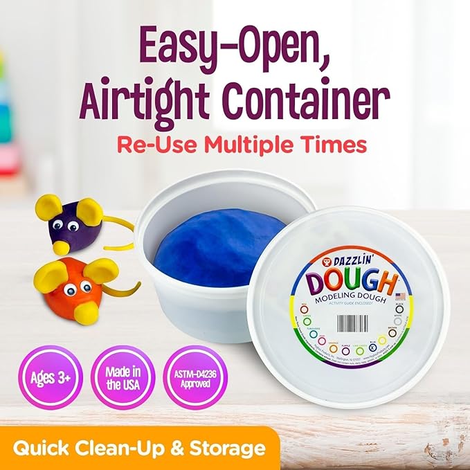 Hygloss Dough - Bulk 6-Color Assortment - Safe & Non-Toxic Modelling Dough for Arts & Crafts, Learn- 6 Colors, 5 Lb. Each