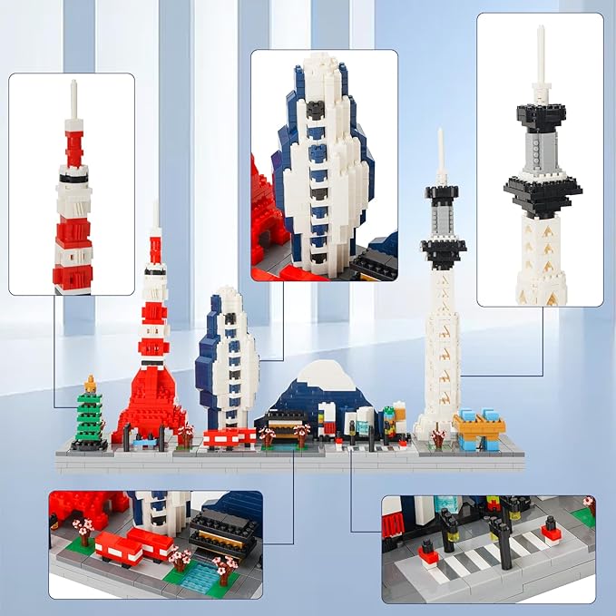 Building Block Set, Architecture Model Tokyo Skyline Collection 1880PCS Micro Building Blocks Gift for Adults