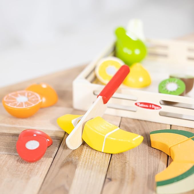 Melissa & Doug Cutting Fruit Set - Wooden Play Food Kitchen Accessory, Multi - Pretend Play Accessories, Wooden Cutting Fruit Toys For Toddlers And Kids Ages 3+
