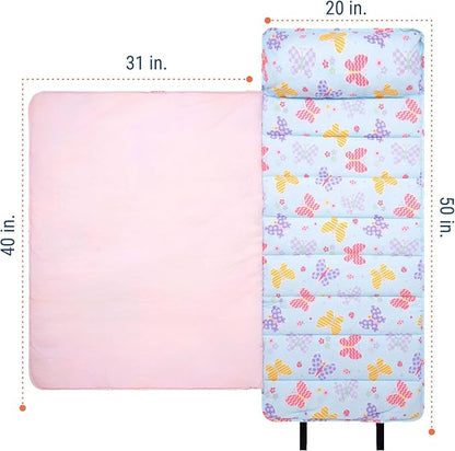 Wildkin Original Nap Mat with Reusable Pillow for Boys & Girls, Perfect for Elementary Daycare Sleepovers, Features Hook & Loop Fastener, Cotton Blend Materials Nap Mat for Kids