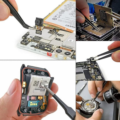 MSDADA 11 Pcs Silicone Resin Mold Tools Set Stirring Needle Spoon Tool Tweezers Precision Kit, Anti-Static Electronics Tweezers Set for Resin Art Crafts,Jewelry Making(Rose Red+White)