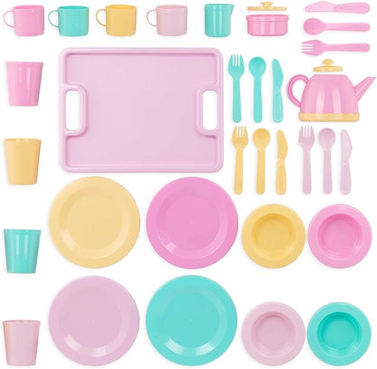 Battat- Play Circle- Dish Set – Plates, Cups, And Tea Party Toys – Play Kitchen For Toddlers- Pretend Play – 3 years + (34 Pcs)