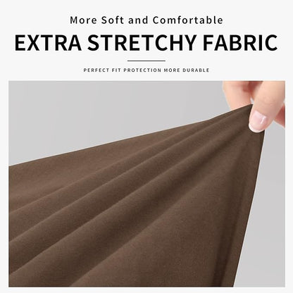 Easy-Going 100% Dual Waterproof Stretch Soft Couch Cover for Dogs, Sofa Slipcover for 3 Separate Cushion Couch Leakproof Furniture Protector for Kids, Pets Brown