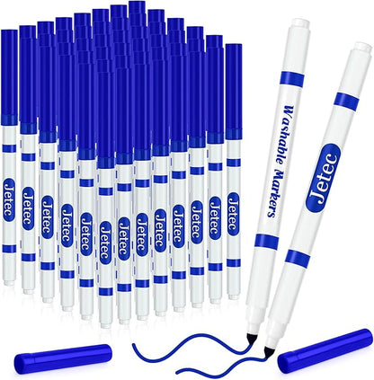 Janlaugh 48 Pcs Line Washable Markers Bulk Blue Fine Tip Markers Set Coloring Markers for Kids Thin Washable Markers Blue Tips Markers for Art School Supplies, Back to School Supplies, Ages 6+