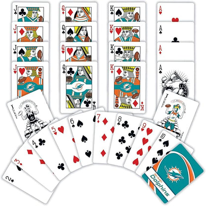 MasterPieces - NFL Playing Cards, Officially Licensed Miami Dolphins Football Deck, Family Games for Adults and Kids, Standard Index
