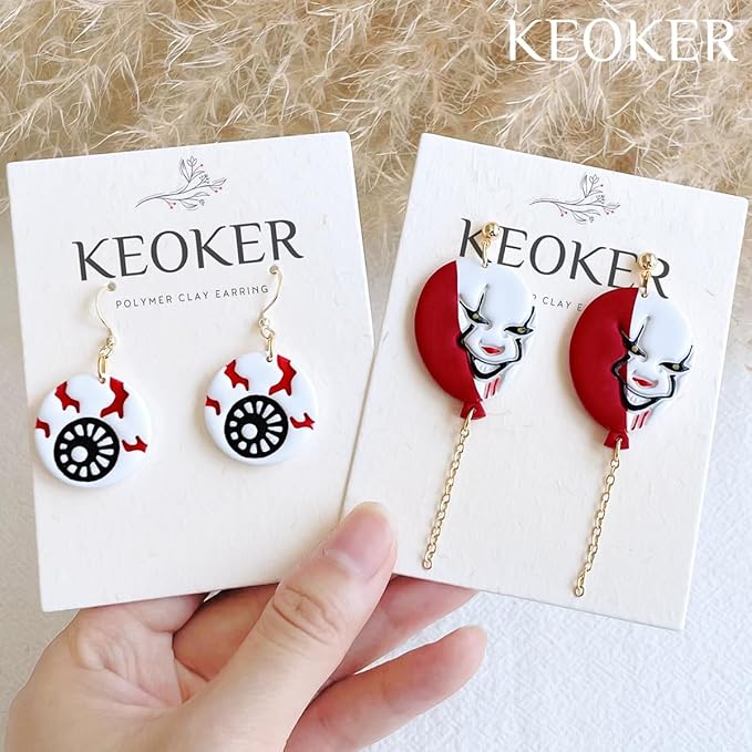 Keoker Halloween Polymer Clay Cutters for Earrings, 10 Shapes Halloween Clay Cutters for Polymer Clay Jewelry
