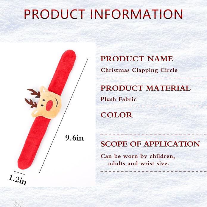 Christmas Decorations Christmas Slap Bracelets for Kids Bulk Wristbands Christmas Decor Christmas Bracelets with Christmas Santa Deer Christmas Tree Hat Slap Gifts