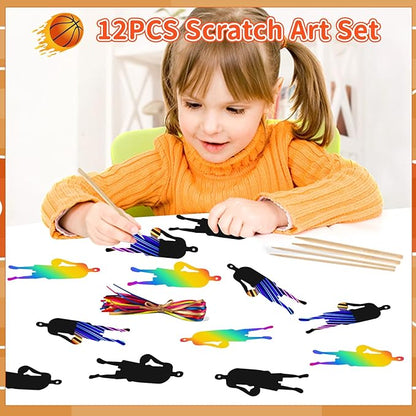 Basketball Party Favors Birthday Supplies 72pcs Buck Keychains Silicone Bracelets Punch Balloons Finger Lights Stickers Stamp Scratch Art Set For Kids Pinata Stuffer Boys Girls