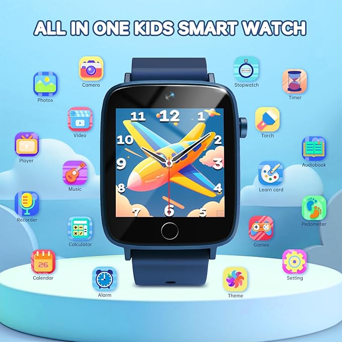 Smart Watch for Kids with 26 Puzzle Games, HD Touch Screen Kids Watch, Camera, Music Player, Alarm Clock, Calculator, Pedometer, Learn Card - 12/24hr Toys for Age 3-12 Year Old, Birthday Gift for Boys