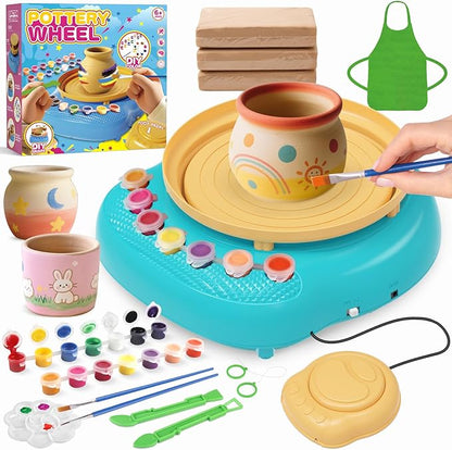 TingingYuli Pottery Wheel for Kids with Clay Kit - Arts and Crafts for Kids Ages 6-8 8-12, Complete Pottery Kit with Air Dry Clay and Painting Tools, Easter Christmas Birthday Gift for Boys Girls