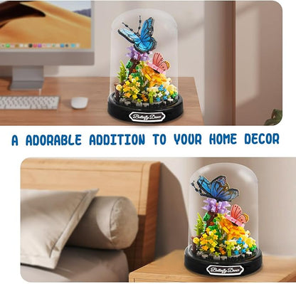 Topdear Flower Bouquet Building Set with LED String Light, Butterfly Flower Botanical Collection, 530 Pcs Mini Bricks Building Blocks Toy for Kids, Adults, Gift for Mother's Day, Christmas