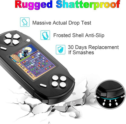 16 Bit Handheld Games for Kids Adults 3.0'' Large Screen Preloaded 100 HD Classic Retro Video Games USB Rechargeable Seniors Electronic Game Player Birthday Xmas Present (Black)